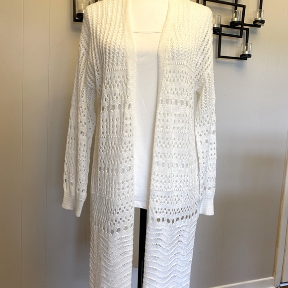 Rickis off white long open front cardigan and tank - Picture 2 of 12